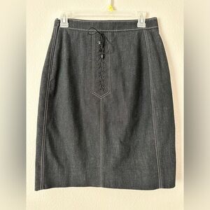 Akris Womens Skirt Lacing Black Label Dark Denim